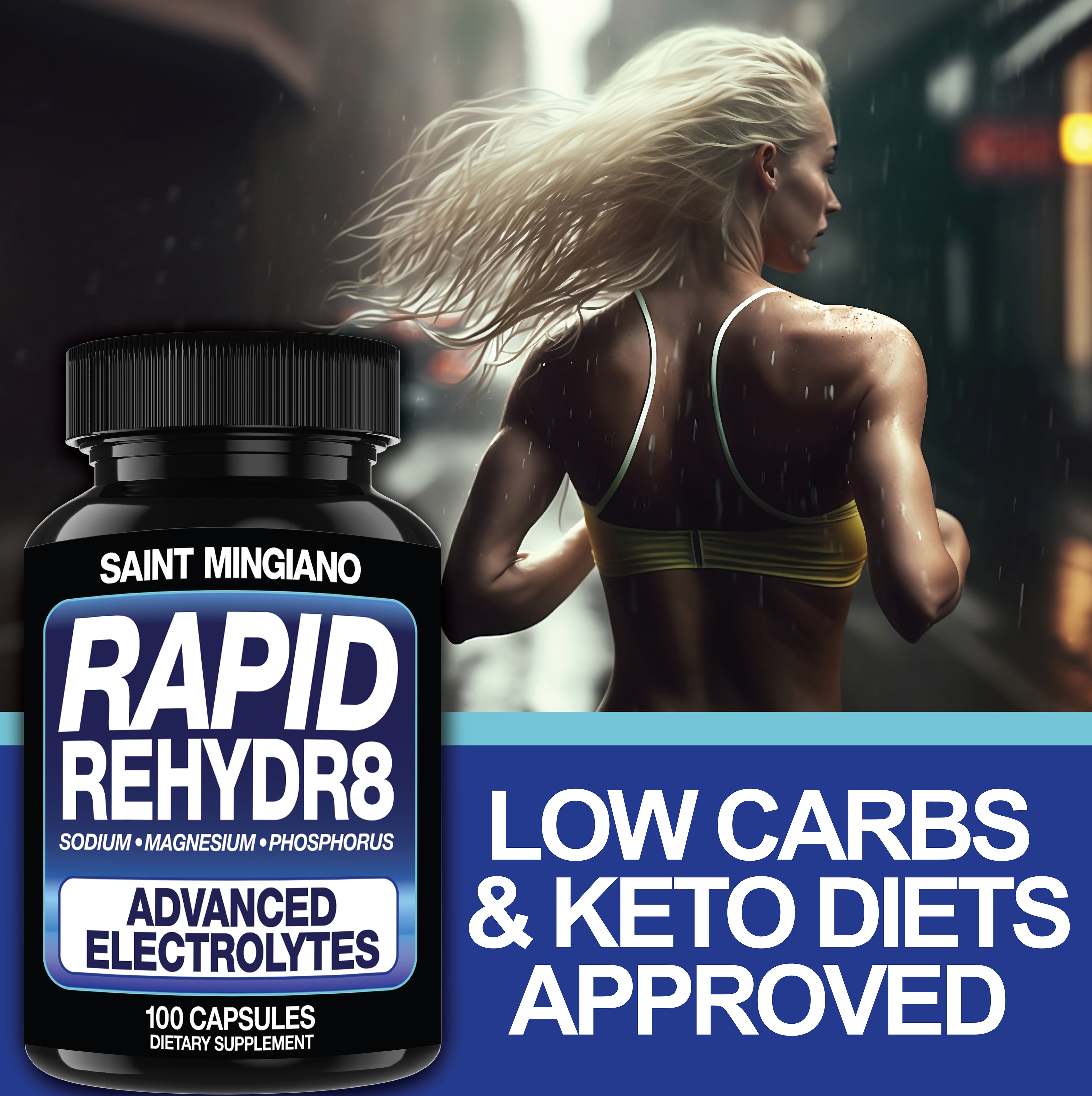 Rapid Rehydr8 Electrolyte Supplement for Cramping Endurance Recovery 100 Capsules