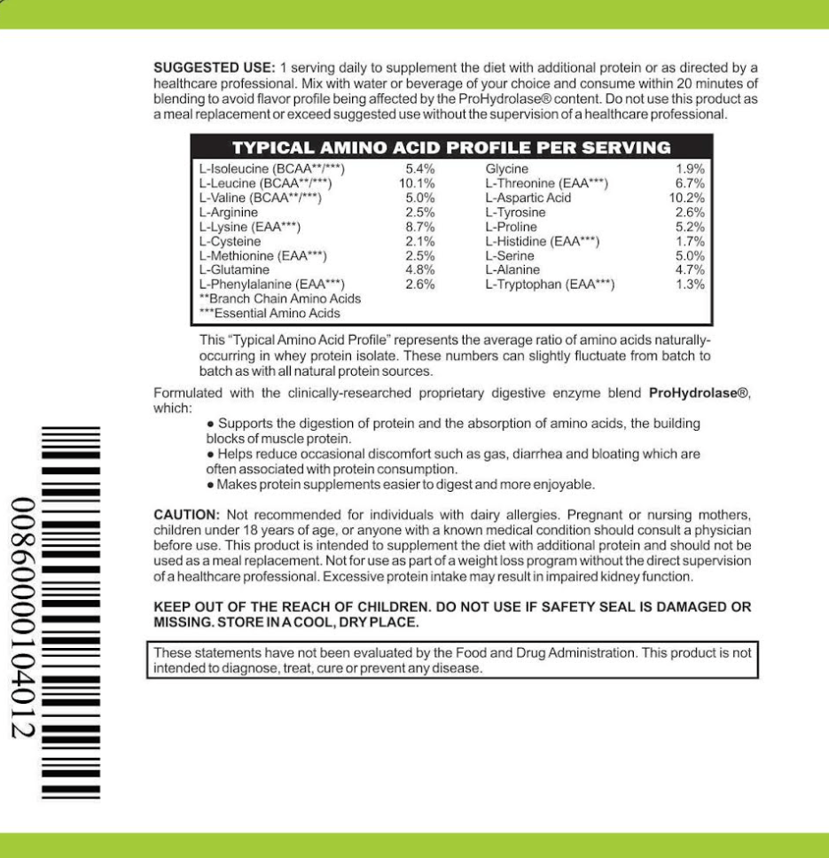 Elemental Whey WPI Protein Powder Vanilla Gut Gentle Muscle Support
