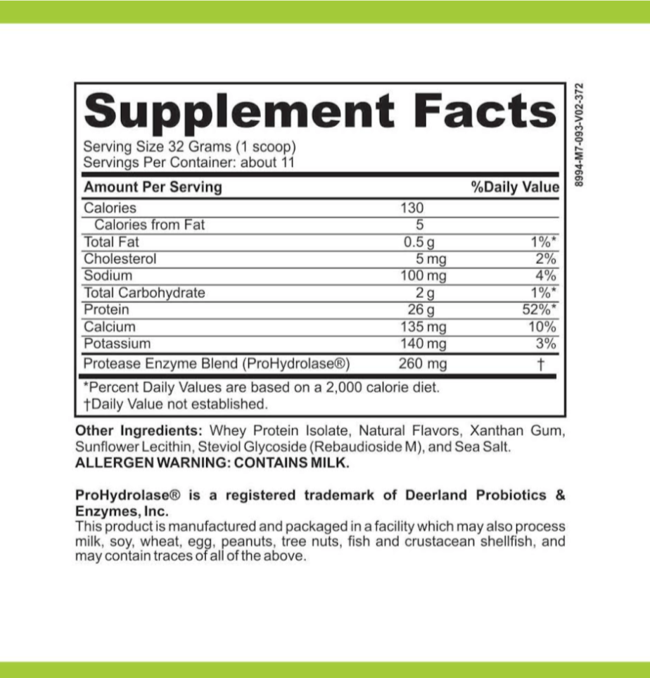 Elemental Whey WPI Protein Powder Vanilla Gut Gentle Muscle Support